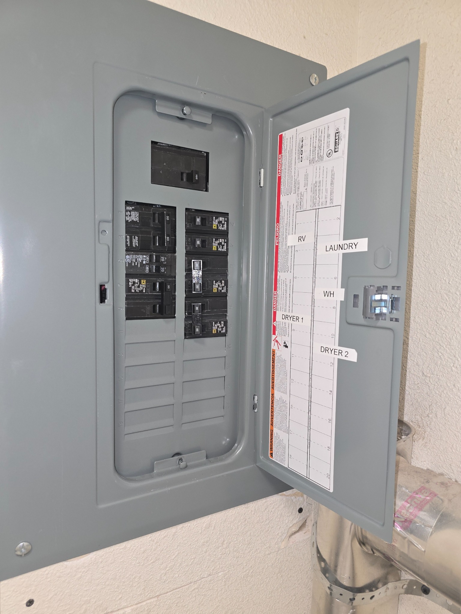 New electrical panel installation in a utility area